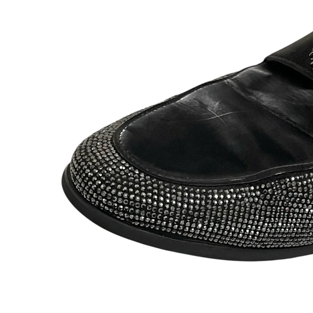 ALDO REGALO GUNMETAL RHINESTONE FESTIVE DRESS LOAFERS SZ 11 MED
